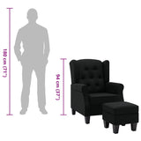 Fauteuil avec repose-pied Noir Tissu