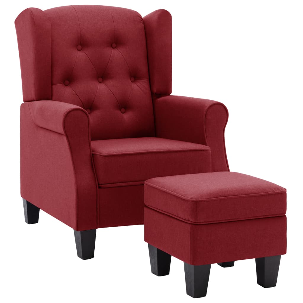Fauteuil avec repose-pied Rouge bordeaux Tissu