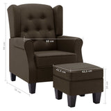 Fauteuil avec repose-pied Marron Tissu