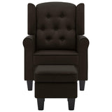Fauteuil avec repose-pied Marron foncé Tissu
