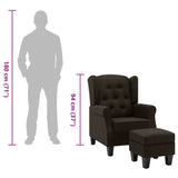 Fauteuil avec repose-pied Marron foncé Tissu