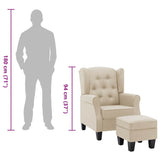 Fauteuil avec repose-pied Crème Tissu