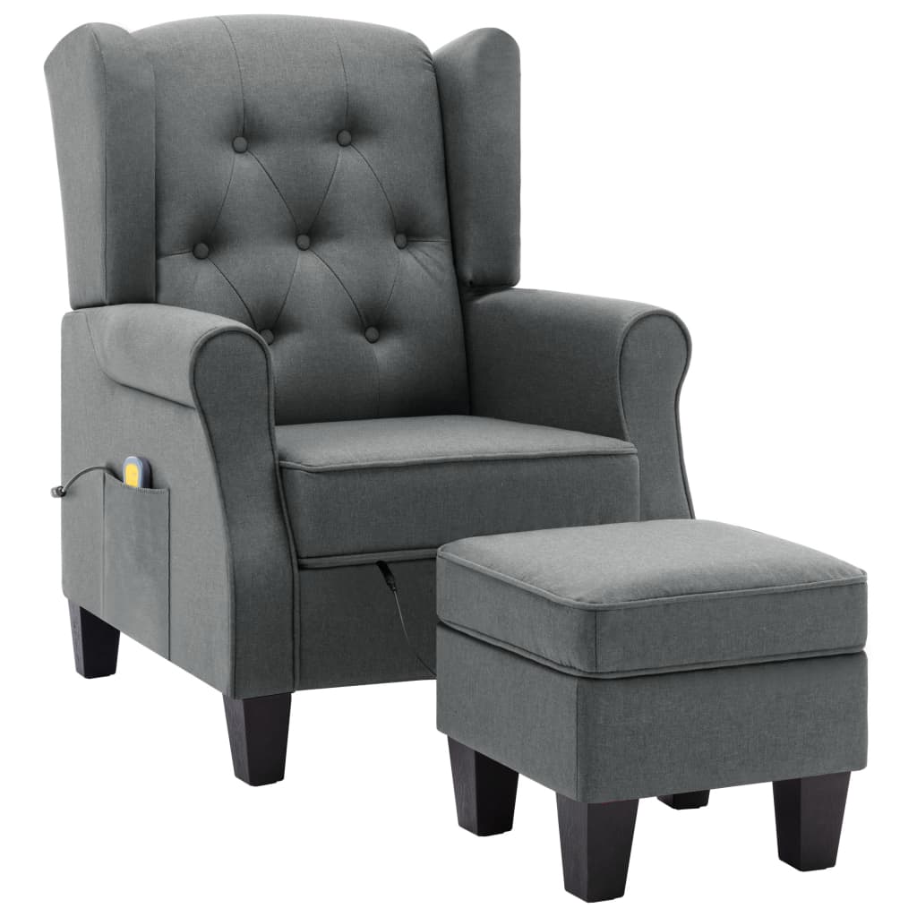 Fauteuil de massage avec repose-pied Gris clair Tissu
