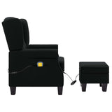 Fauteuil de massage avec repose-pied Noir Tissu