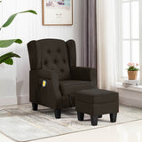 Fauteuil de massage avec repose-pied Marron foncé Tissu