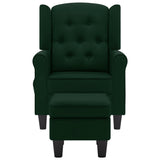 Fauteuil de massage avec repose-pied vert foncé tissu