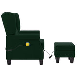 Fauteuil de massage avec repose-pied vert foncé tissu