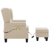 Fauteuil de massage avec repose-pied Crème Tissu