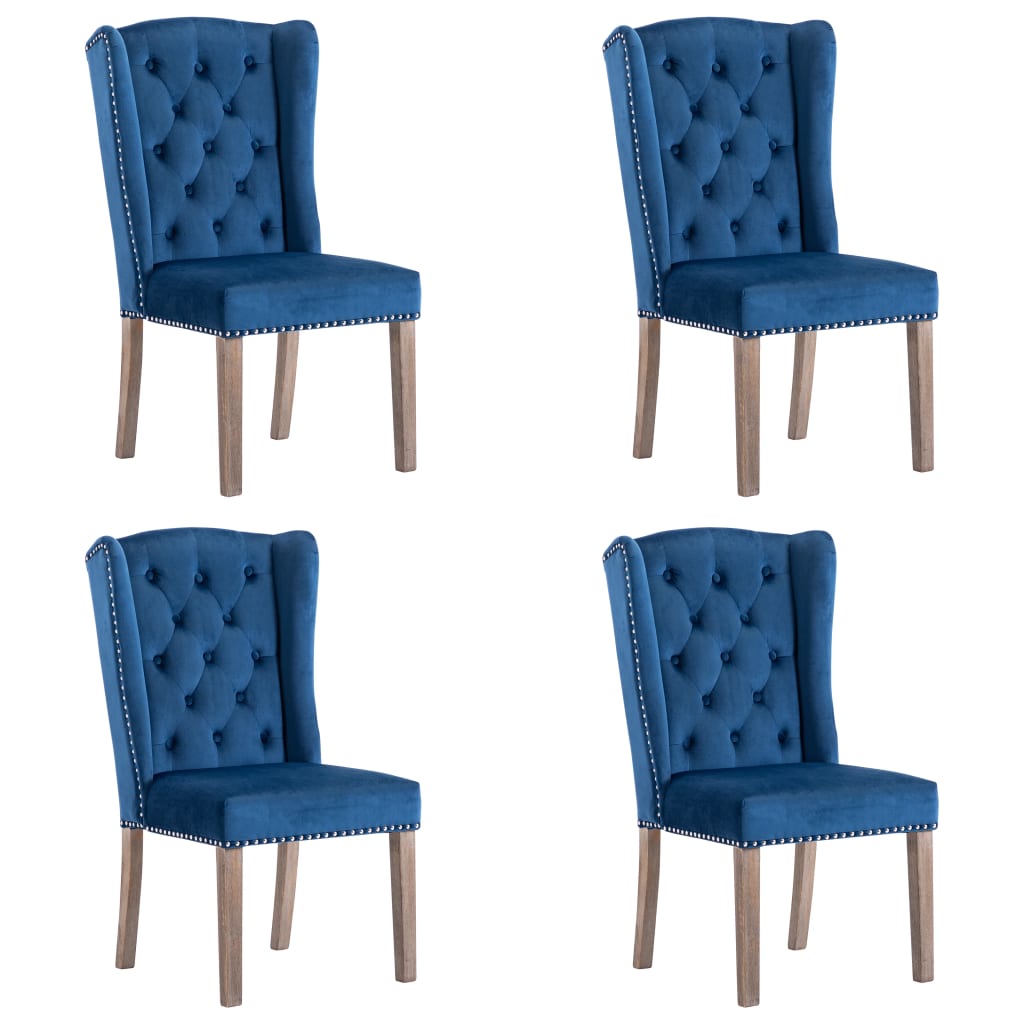 Chaises à manger lot de 4 Bleu Velours