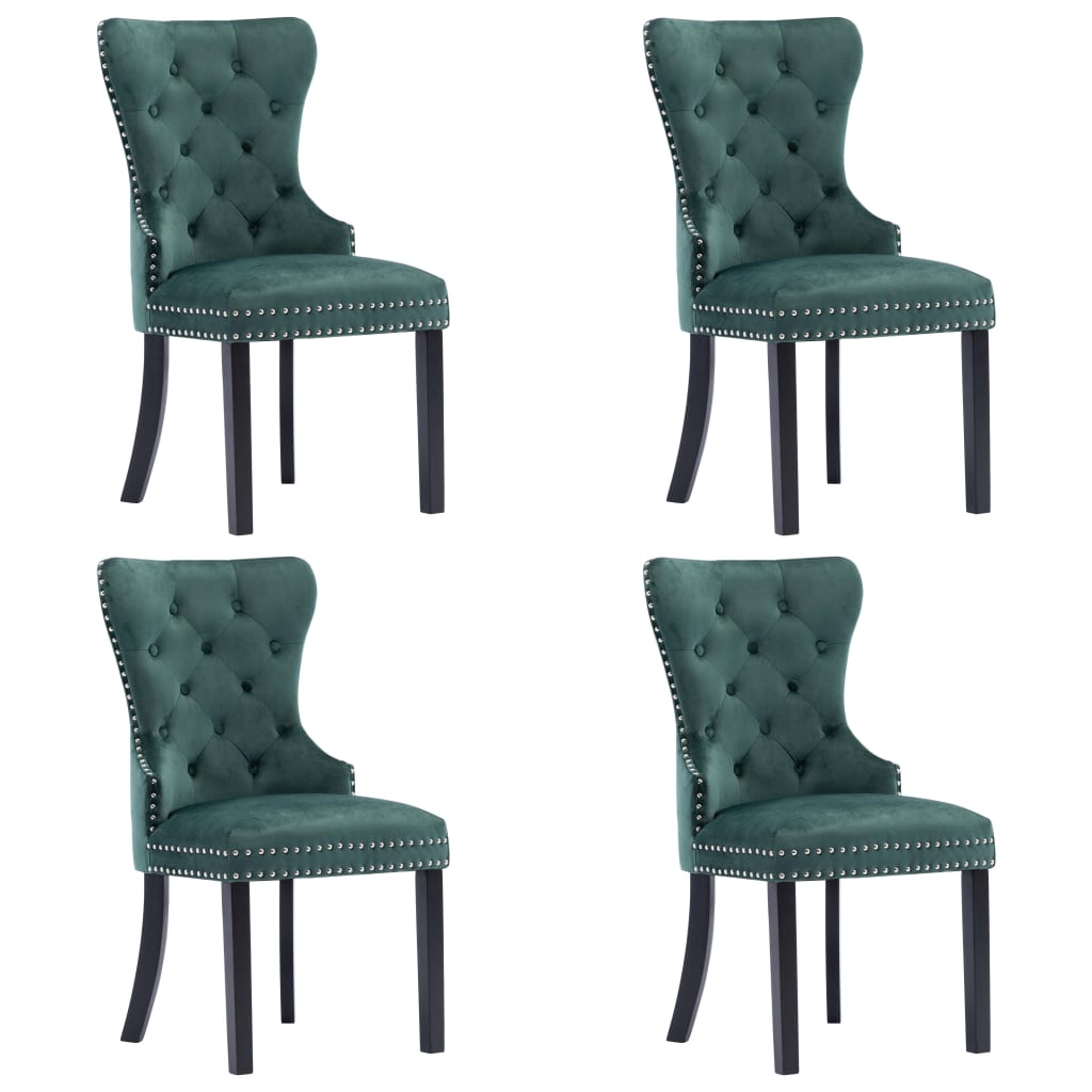 Chaises à manger lot de 4 vert foncé velours