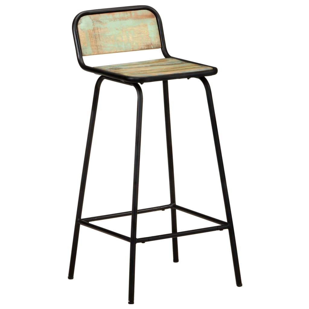 Chaises de bar lot de 2 bois de récupération solide