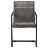 Chaises à manger cantilever lot de 2 gris cuir véritable