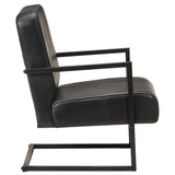 Chaise de canapé cantilever noir cuir véritable