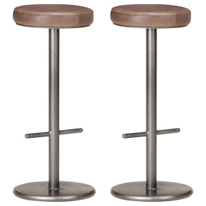 Tabourets de bar lot de 2 marron cuir véritable