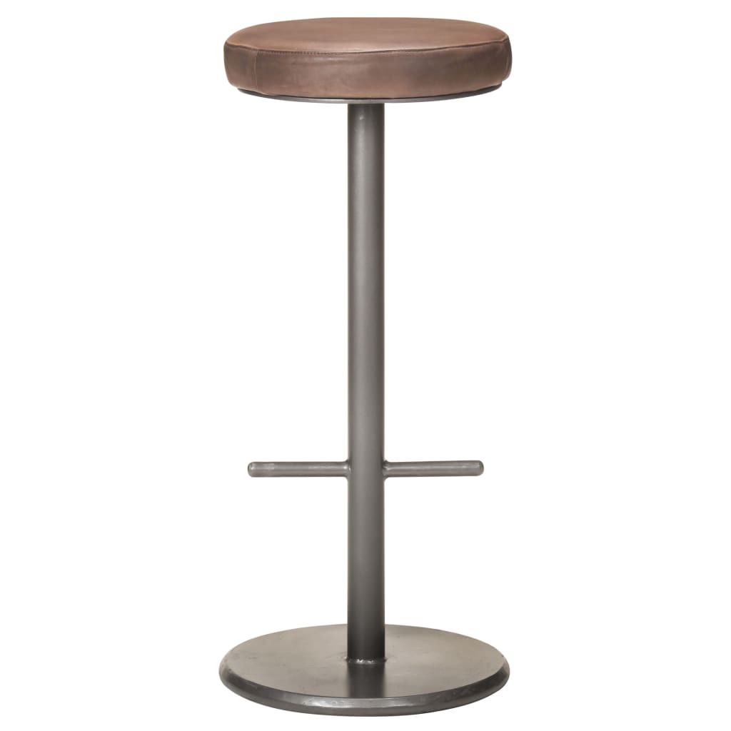 Tabourets de bar lot de 2 marron cuir véritable