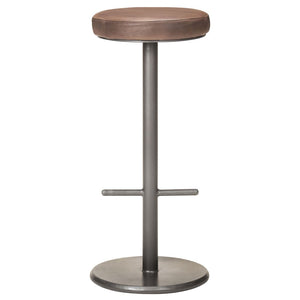 Tabourets de bar lot de 2 marron cuir véritable