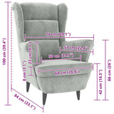 Fauteuil gris clair velours