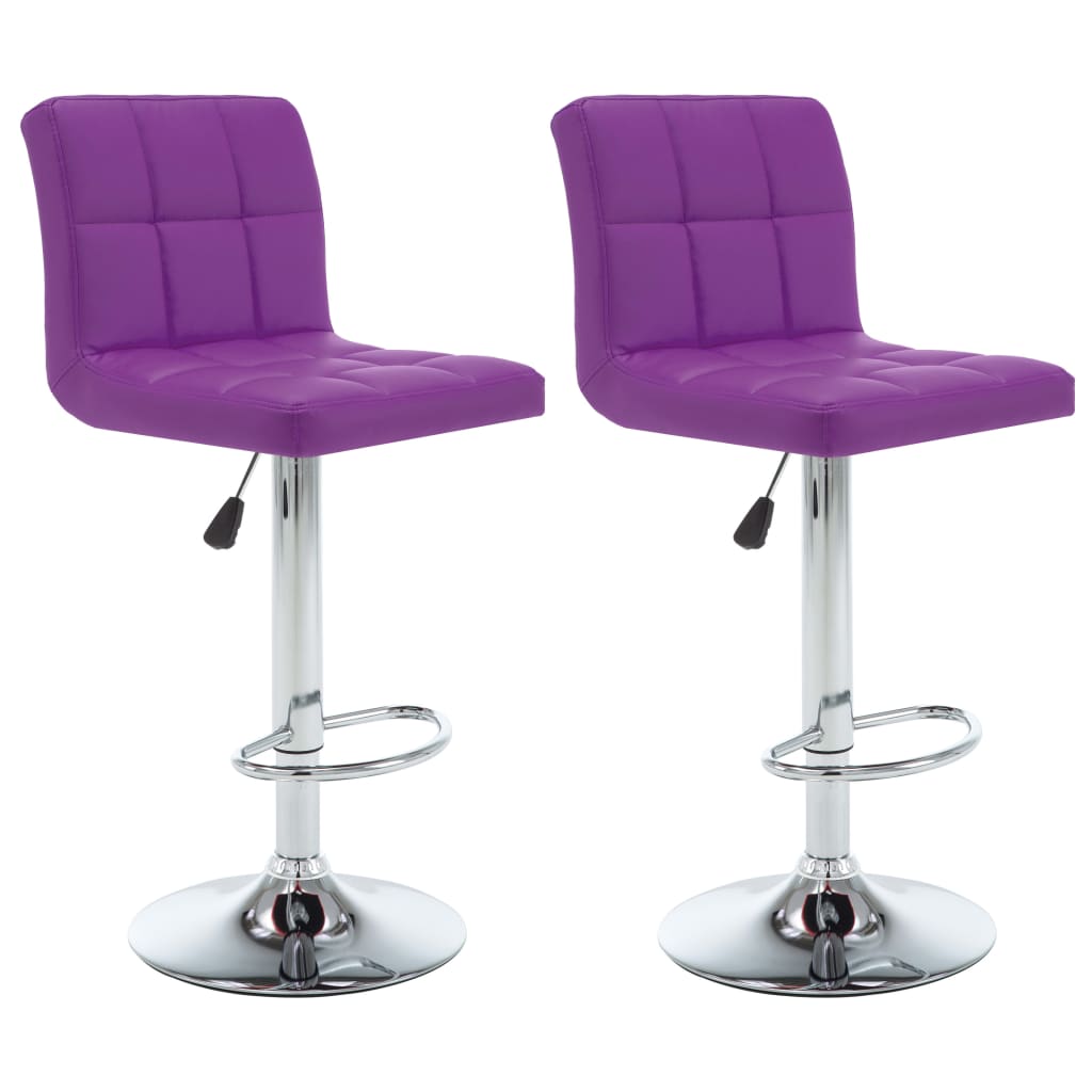 Tabourets de bar lot de 2 violet similicuir