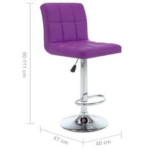 Tabourets de bar lot de 2 violet similicuir