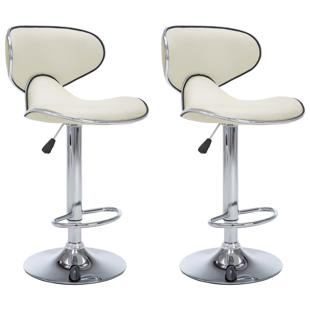 Tabourets de bar lot de 2 crème similicuir