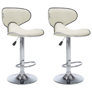 Tabourets de bar lot de 2 crème similicuir