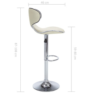 Tabourets de bar lot de 2 crème similicuir