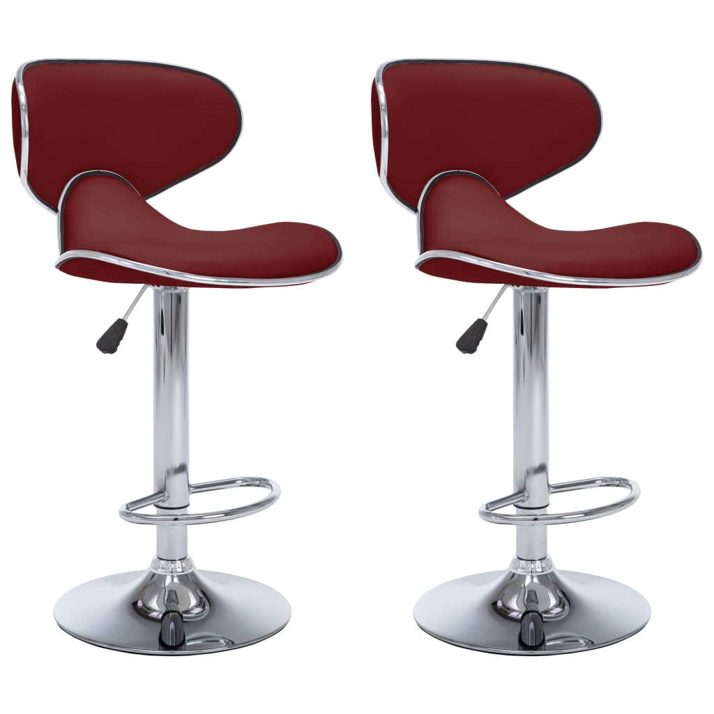 Tabourets de bar lot de 2 rouge bordeaux similicuir
