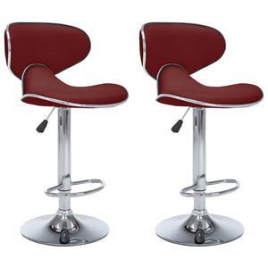 Tabourets de bar lot de 2 rouge bordeaux similicuir