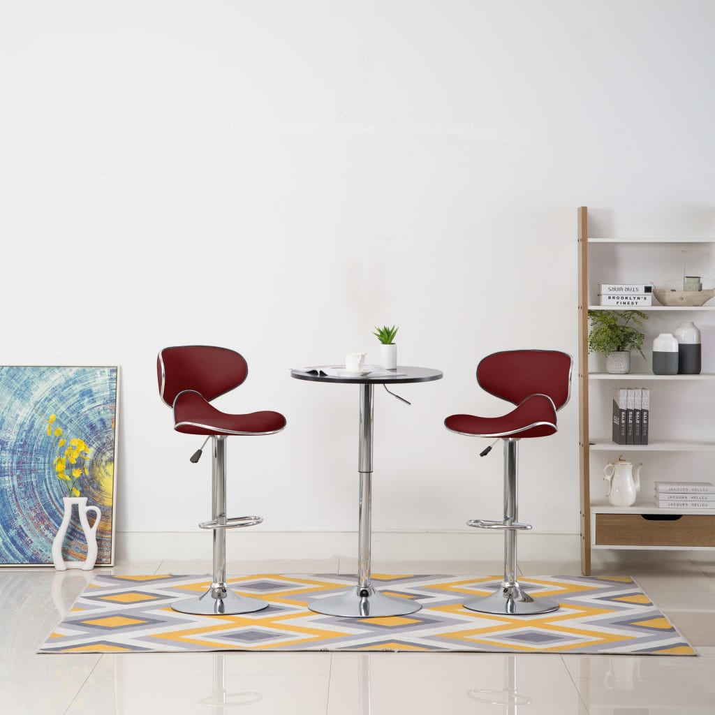 Tabourets de bar lot de 2 rouge bordeaux similicuir