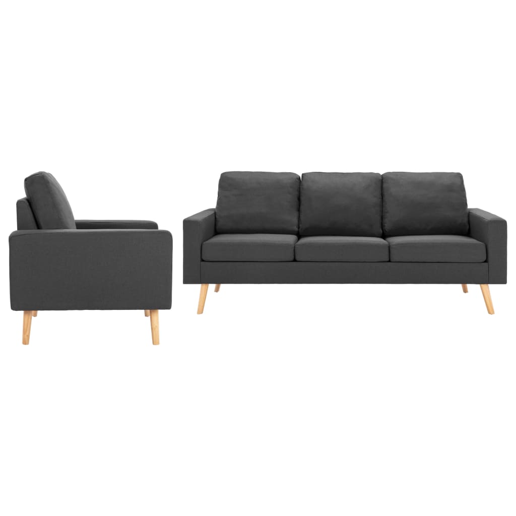 Ensemble de canapés 2 pcs Tissu Gris foncé