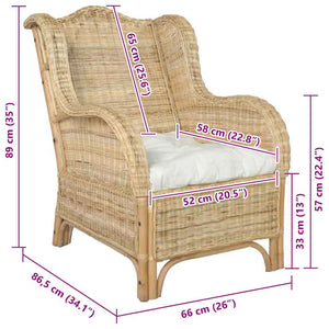 Canapé avec coussin Rotin naturel et lin