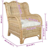 Canapé avec coussin Rotin naturel et lin