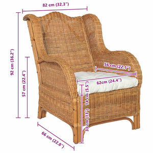 Canapé avec coussin Marron clair Rotin naturel et lin