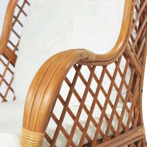 Canapé avec coussin Marron clair Rotin naturel et lin