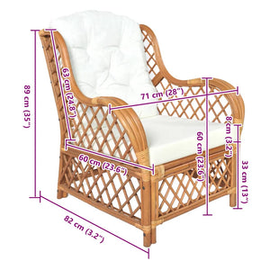 Canapé avec coussin Marron clair Rotin naturel et lin