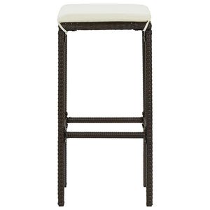 Tabourets de bar avec coussins lot de 2 marron résine tressée