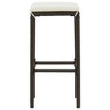 Tabourets de bar avec coussins lot de 2 marron résine tressée