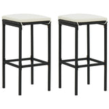 Tabourets de bar avec coussins lot de 2 noir résine tressée