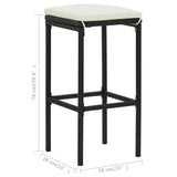 Tabourets de bar avec coussins lot de 2 noir résine tressée