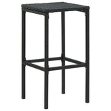 Tabourets de bar avec coussins lot de 3 noir résine tressée