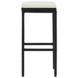 Tabourets de bar avec coussins lot de 3 noir résine tressée