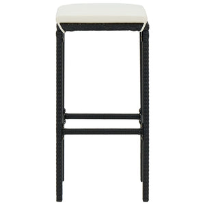 Tabourets de bar avec coussins lot de 3 noir résine tressée