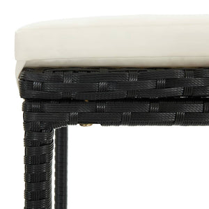 Tabourets de bar avec coussins lot de 3 noir résine tressée