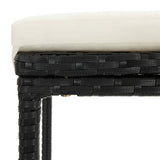 Tabourets de bar avec coussins lot de 3 noir résine tressée