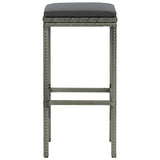 Tabourets de bar avec coussins lot de 3 gris résine tressée