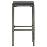 Tabourets de bar avec coussins lot de 3 gris résine tressée