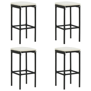 Tabourets de bar avec coussins lot de 4 noir résine tressée