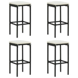 Tabourets de bar avec coussins lot de 4 noir résine tressée