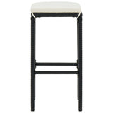 Tabourets de bar avec coussins lot de 4 noir résine tressée