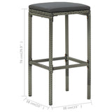 Tabourets de bar avec coussins lot de 6 gris résine tressée